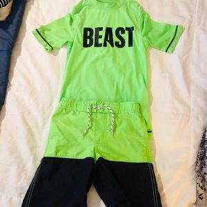 Youth boys swim trunks and swim shirt